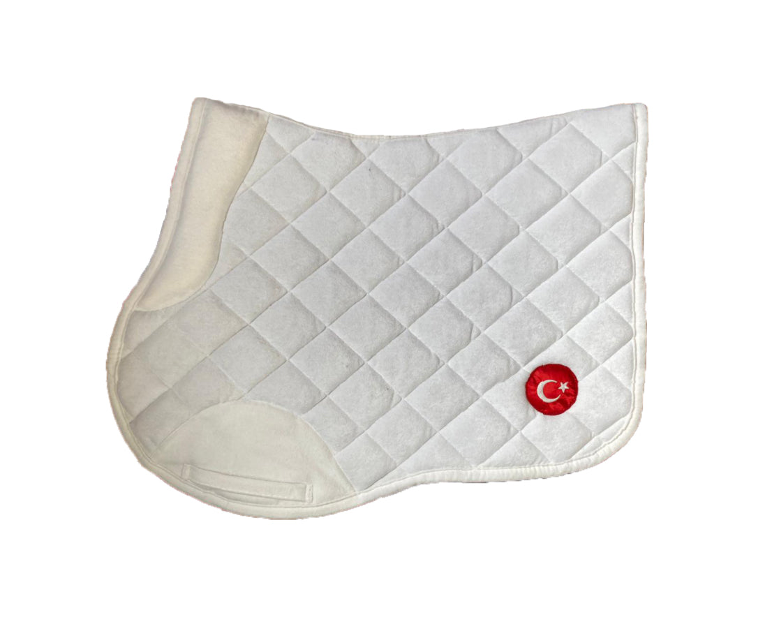 White Suede Saddle Bottom with Turkish Flag Detail